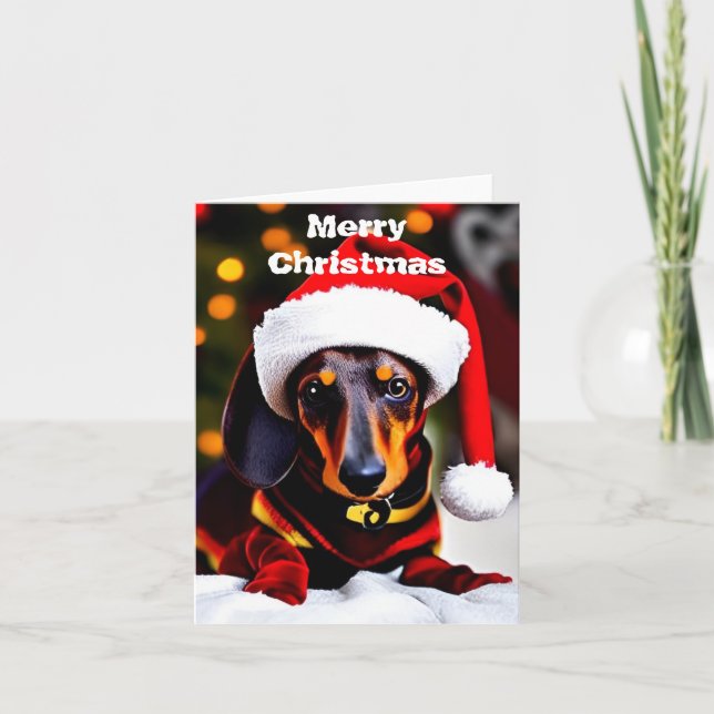 Merry Dachshund-julkort för Helgdag Helgkort (Framsida)