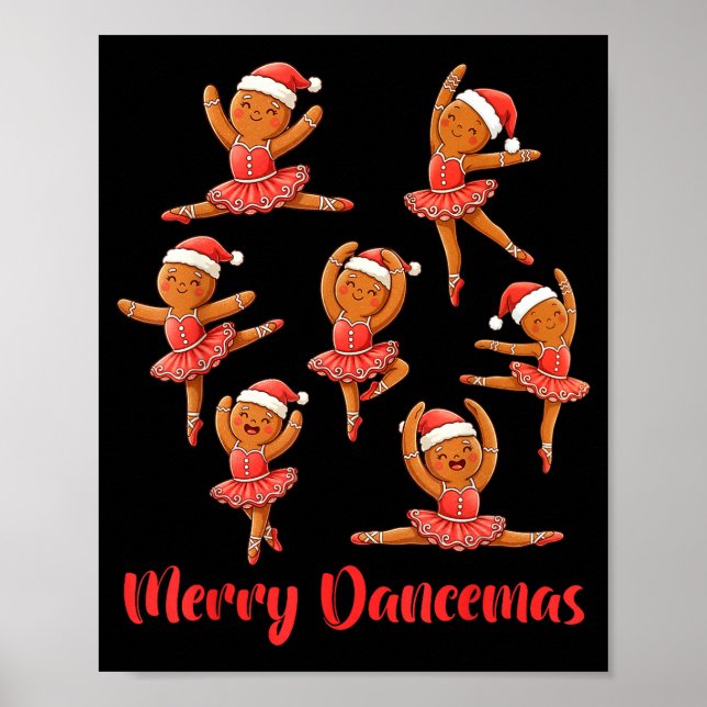 Merry Dancemas Ballet Dancer Gingerbread Teacher C Poster (Framsidan)