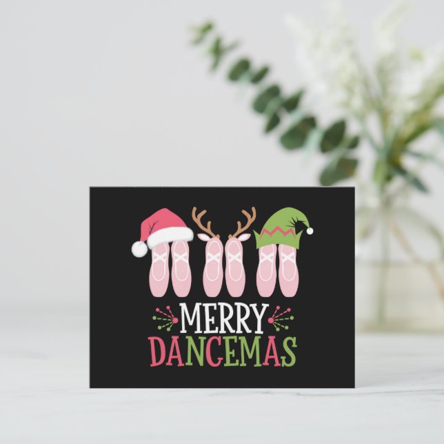 Merry Dancemas jul Ballet Shoes Dancing Helg Vykort (Stående Fram)