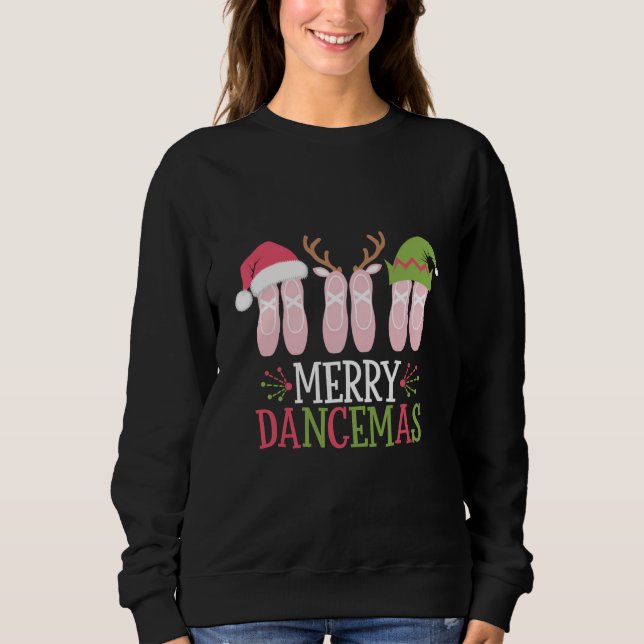 Merry Dancemas jul Ballet Shoes Dancing T Shirt (Framsida)