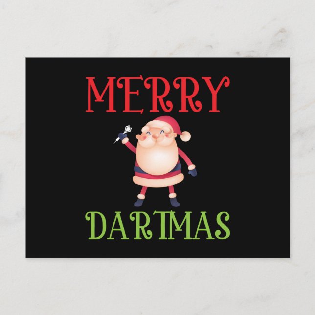 Merry Dartmas - Merry Christmas Dart Vykort (Framsida)