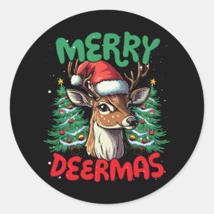 Merry Deermas Funny jul Anka Älskare Runt Klistermärke