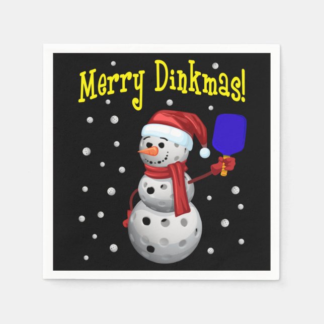 Merry Dinkmas - Pickleball Snögubbe Pappersservett (Framsidan)