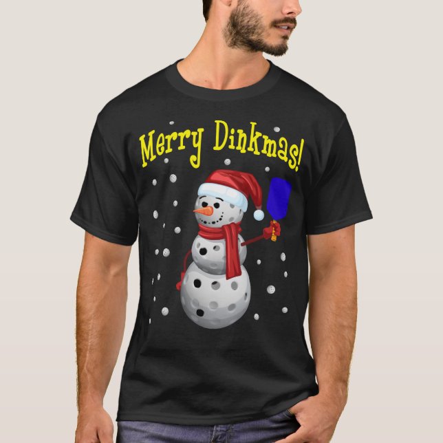 Merry Dinkmas - Pickleball Snögubbe T Shirt (Framsida)