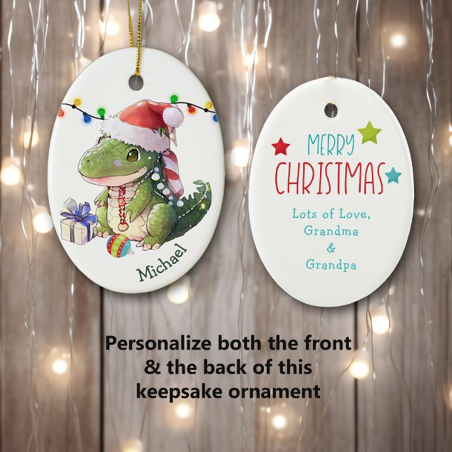 Merry Dinosaur Kids jul Julgransprydnad Keramik (Skapare uppladdad)