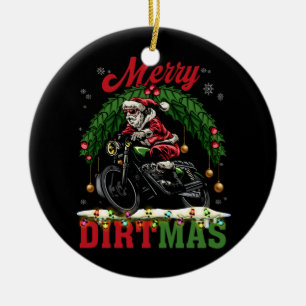 Merry Dirtmas jul Ljus Santa Riding Dirt B Julgransprydnad Keramik