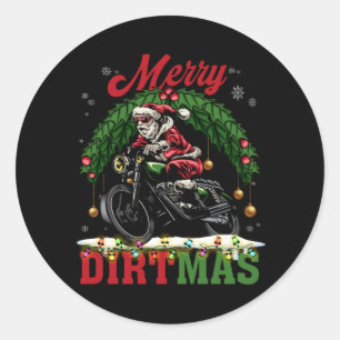 Merry Dirtmas jul Ljus Santa Riding Dirt B Runt Klistermärke