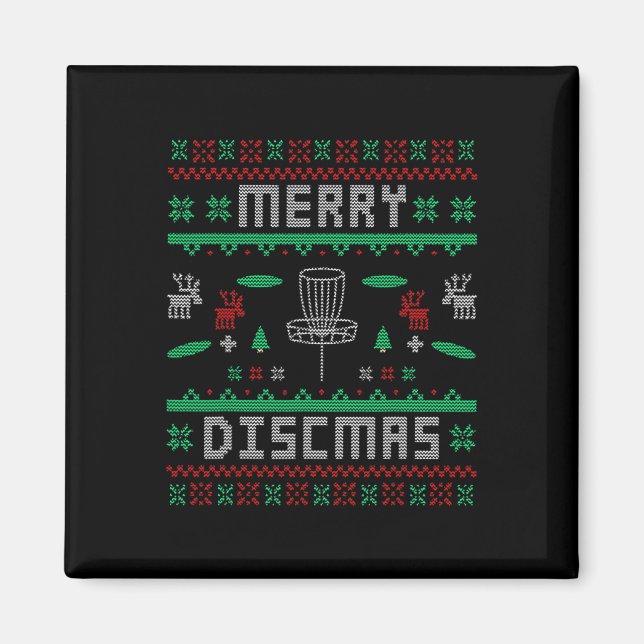Merry Discmas Disk Golf Ugly jul Merry Chris Magnet (Framsidan)