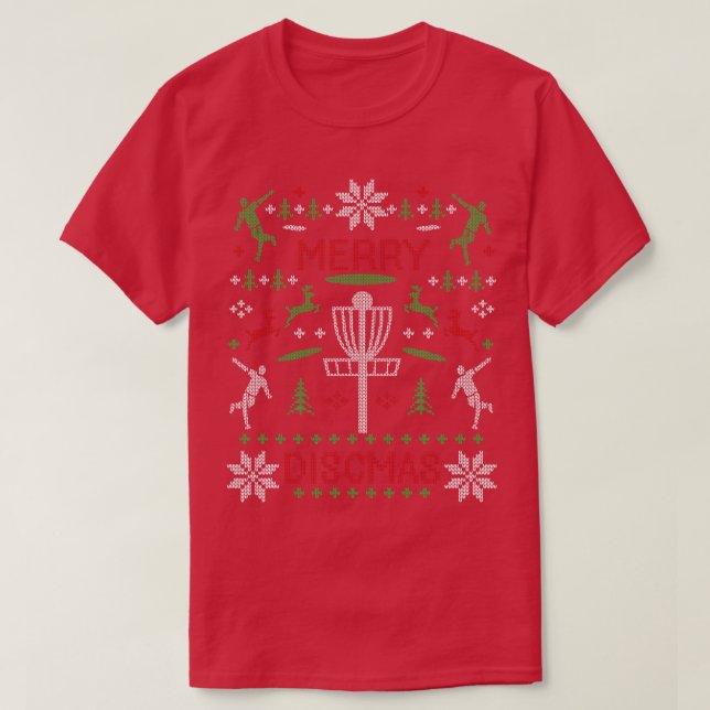Merry Discmas Disk Golf Ugly jul Sweater Dis T Shirt (Design framsida)