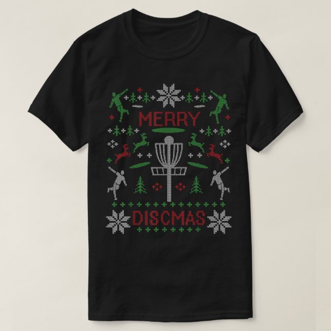 Merry Discmas Disk Golf Ugly jul Sweater Par T Shirt (Design framsida)