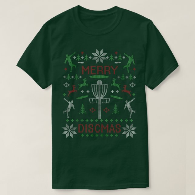 Merry Discmas Disk Golf Ugly jul Sweater Par T Shirt (Design framsida)