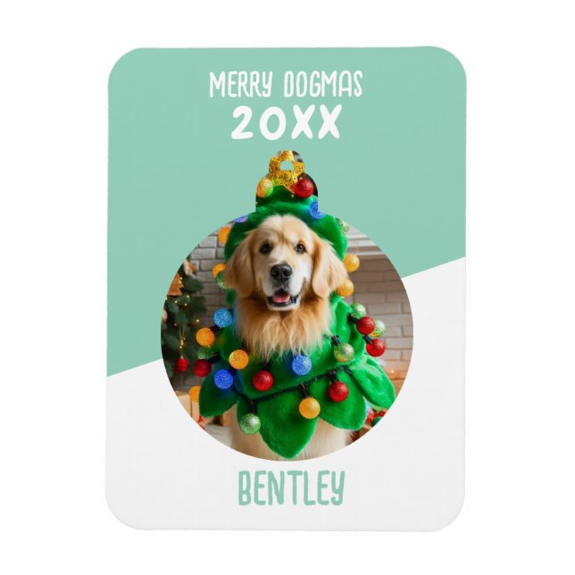 Merry Dogmas Anpassningsbar Hund Photo jul Keepsak Magnet (Vertikal)