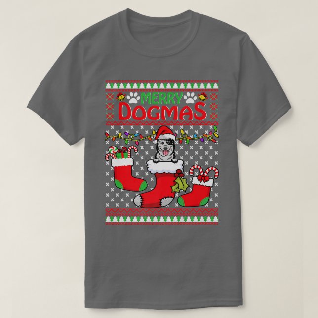 Merry Dogmas Australian Cattle Hund Funny Ugly Chr T Shirt (Design framsida)
