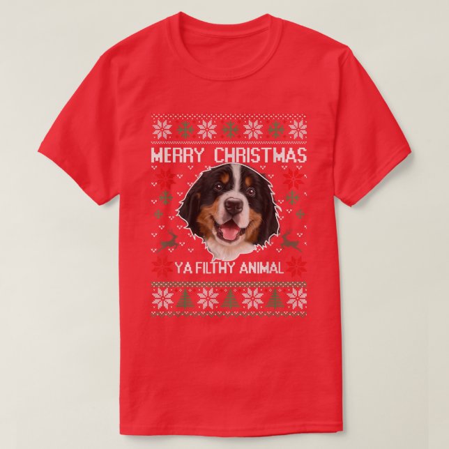 Merry Dogmas Australian shepherd Hund jul, Ugl T Shirt (Design framsida)