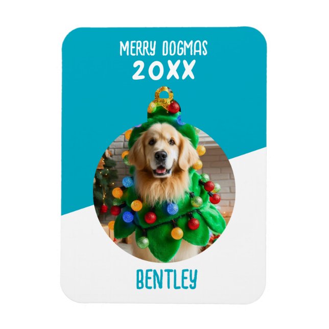Merry Dogmas Custom Dog Photo Christmas Keepsake  Magnet (Vertikal)