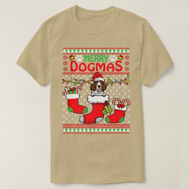 Merry Dogmas English Springer Spaniel Dog Christma T Shirt (Design framsida)