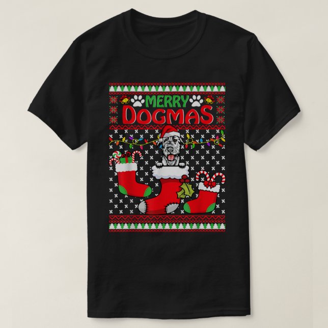 Merry Dogmas Irish Setter Hund Funny Ugly God jul T Shirt (Design framsida)