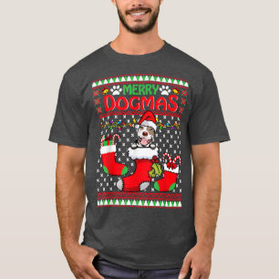 Merry Dogmas Pit Bull Dog Funny Ugly jul Xma T Shirt