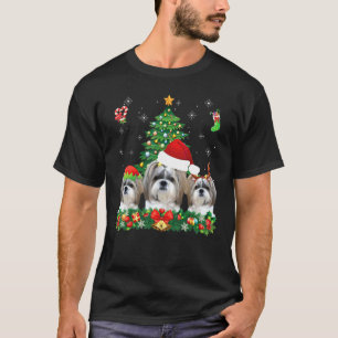 Merry Dogmas Shih Tzu Santa Elf Reindeer Hund Chri T Shirt