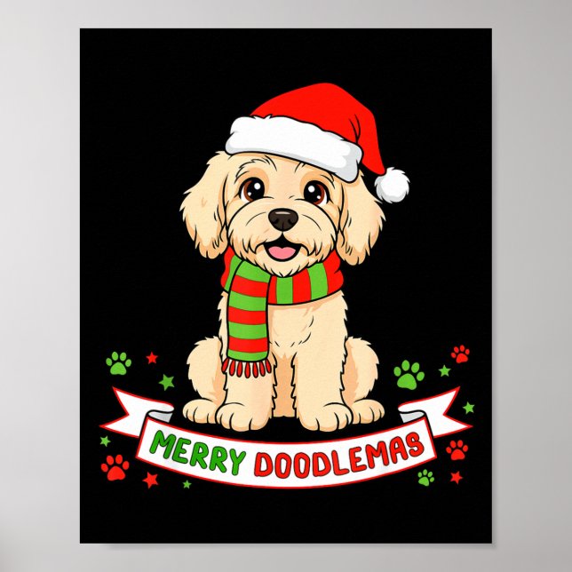 Merry Doodlemas Goldendoodle Christmas Doodle Dog  Poster (Framsidan)