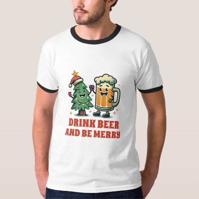 Merry Drunk Funny jul T Shirt (Framsida)
