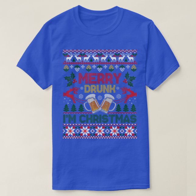 Merry Drunk Im jul Funny Drinking Ugly Julafton T Shirt (Design framsida)