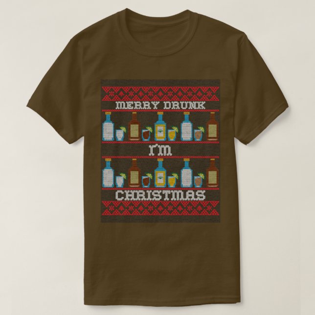 Merry Drunk Im jul Ugly Christma T Shirt (Design framsida)