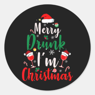 Merry Drunk, jag är jultomten Joke Julafton BE Runt Klistermärke