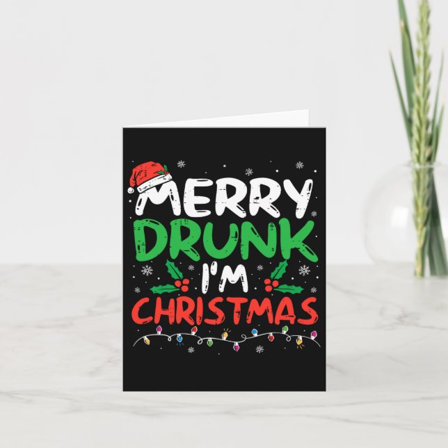 Merry Drunk Jag är jultomten Joke Julafton Dr. Kort (Framsida)