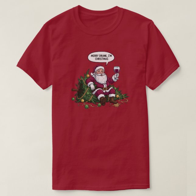 Merry Drunk Santa Christmas T Shirt (Design framsida)