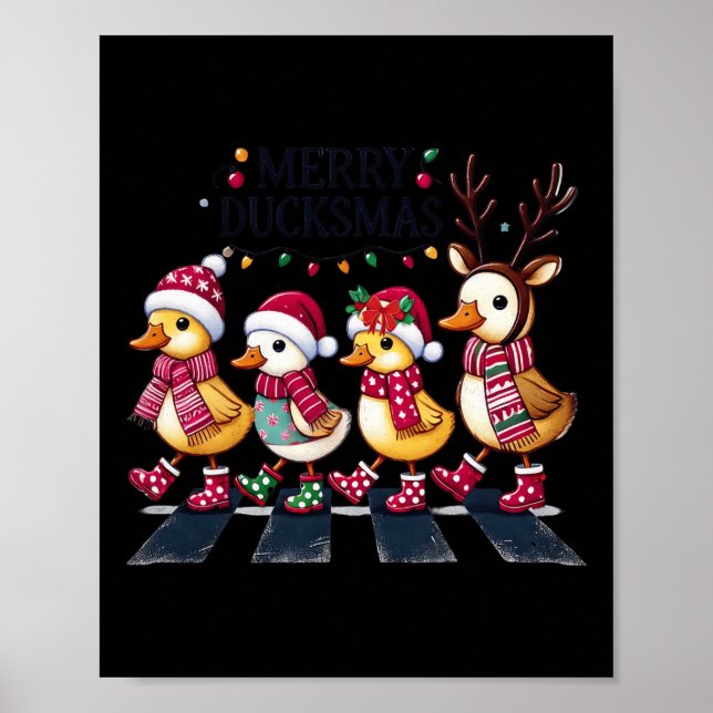 Merry Duckmas Funny Anka Älskare Santa Hat Ljus C Poster (Framsidan)