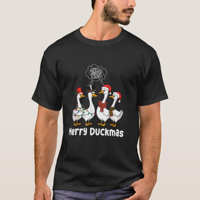 Merry Duckmas Funny Anka Älskare Santa Hat Ljus C T Shirt (Framsida)