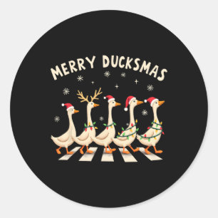 Merry Duckmas Funny jultomten Hat Julafton i Anka Runt Klistermärke