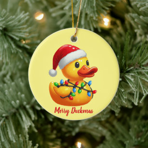 Merry Duckmas, jultomten Rubber Anka Julgransprydnad Keramik