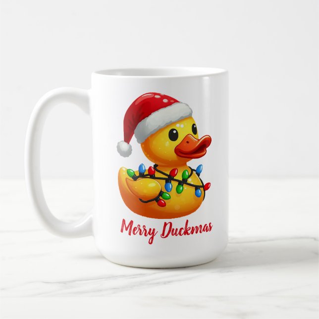 Merry Duckmas, jultomten Rubber Anka Kaffemugg (Vänster)
