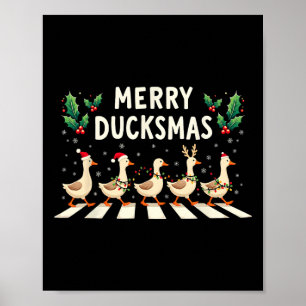 Merry Duckmas Santa Hat Julafton Anka Älskare Funn Poster
