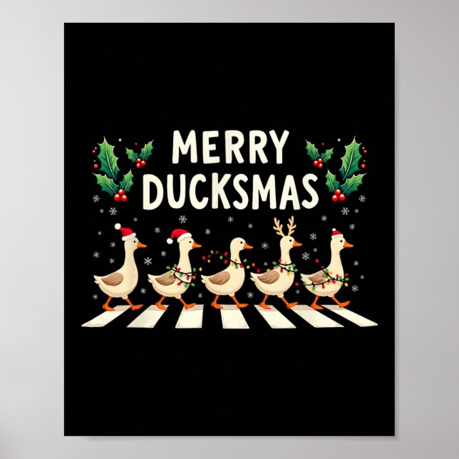 Merry Duckmas Santa Hat Julafton Anka Älskare Funn Poster (Framsidan)