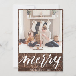 MERRY | Elegant Typografi Guld Träd Julkort