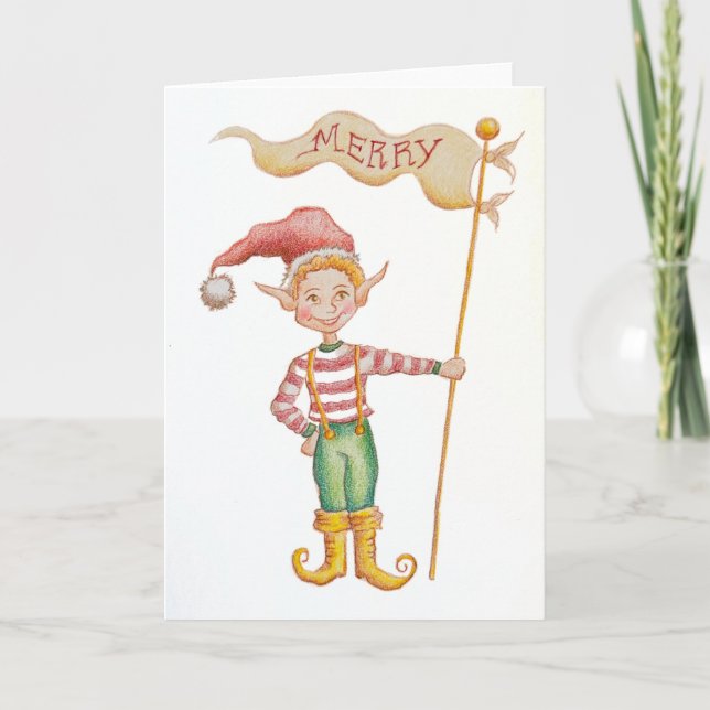 Merry Elf holiday greeting card Kort (Framsida)