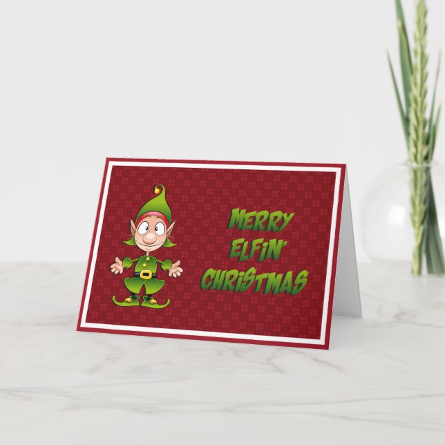Merry Elfin' Jul Helgkort (Framsida)