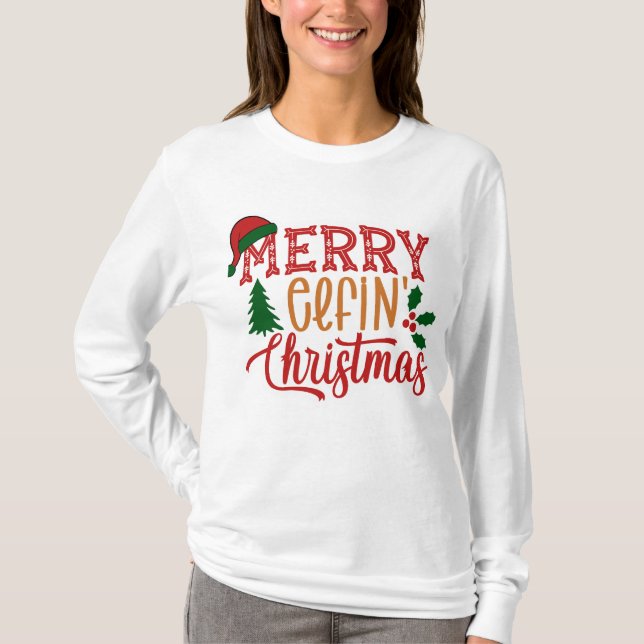 Merry elfin jul t shirt (Framsida)