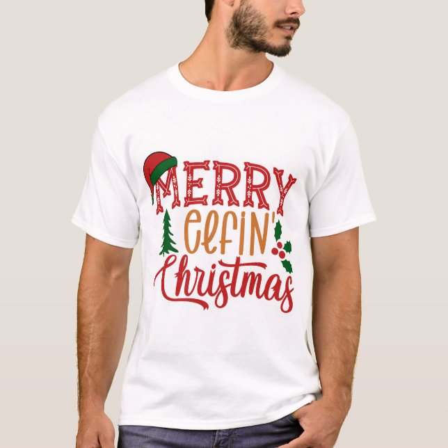 Merry elfin jul t shirt (Framsida)