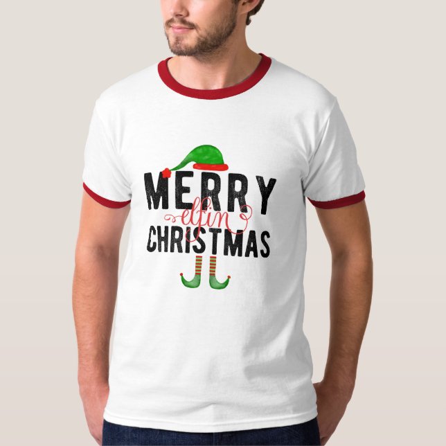 Merry Elfin jul T Shirt (Framsida)