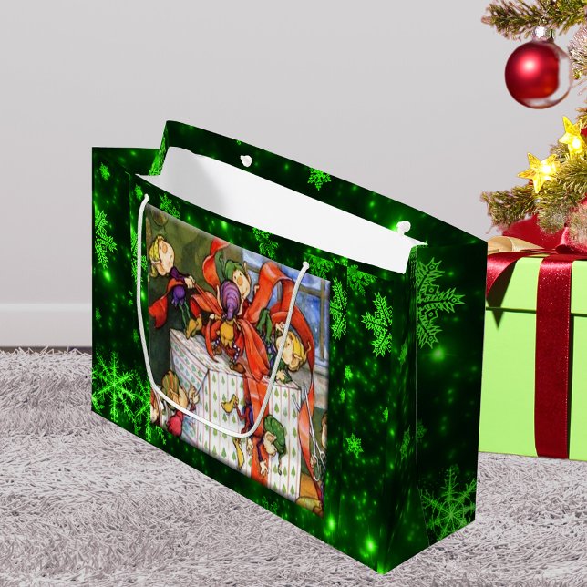Merry Elves Wrapping Pressmeddelande om stora gåvo (Merry Elves Wrapping Present Large Gift Bag)