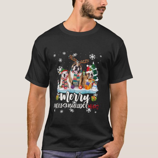 Merry English Bulldogmas Funny English Bulldog Lov T Shirt (Framsida)