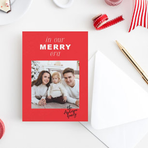 Merry Era Bright Funny One Photo Red jul Julkort