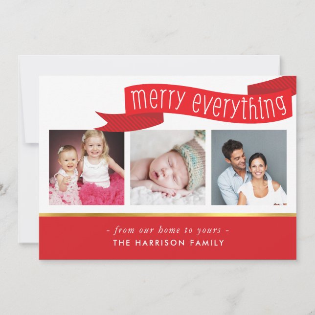 MERRY EVERYTHING BANNER 3 fotoinstagram-fyrkanter Julkort (Framsida)