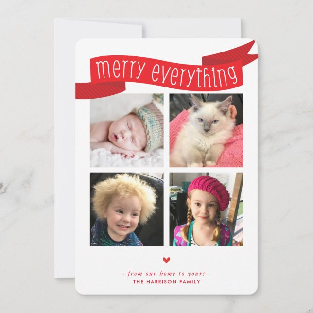 MERRY EVERYTHING BANNER 4 fotoinstagram-fyrkanter Julkort (Framsida)