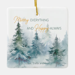 Merry Everything Happy Always Winter Trees Julgransprydnad Keramik