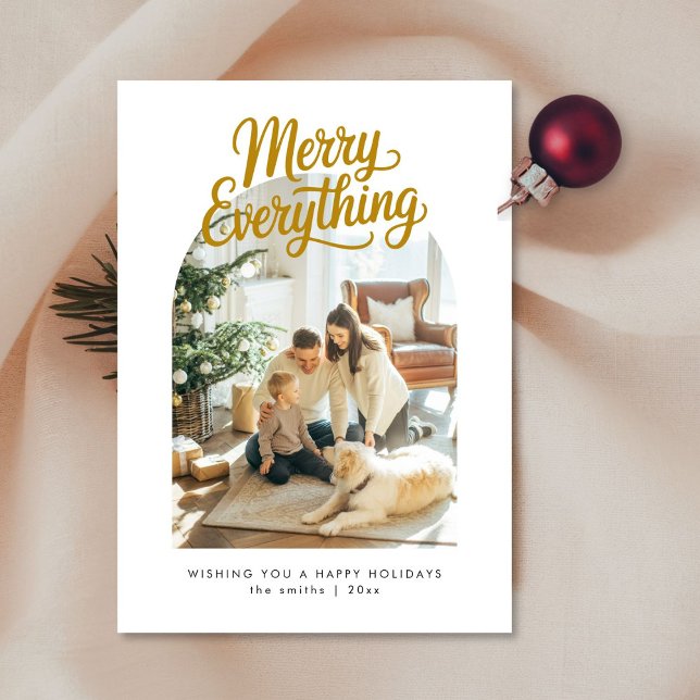 Merry Everything Modern Arch Photo Christmas Card Julkort (Skapare uppladdad)